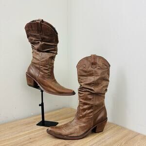 Steve Madden Saddle Brown Leather Western Style Boots Women’s Size 8